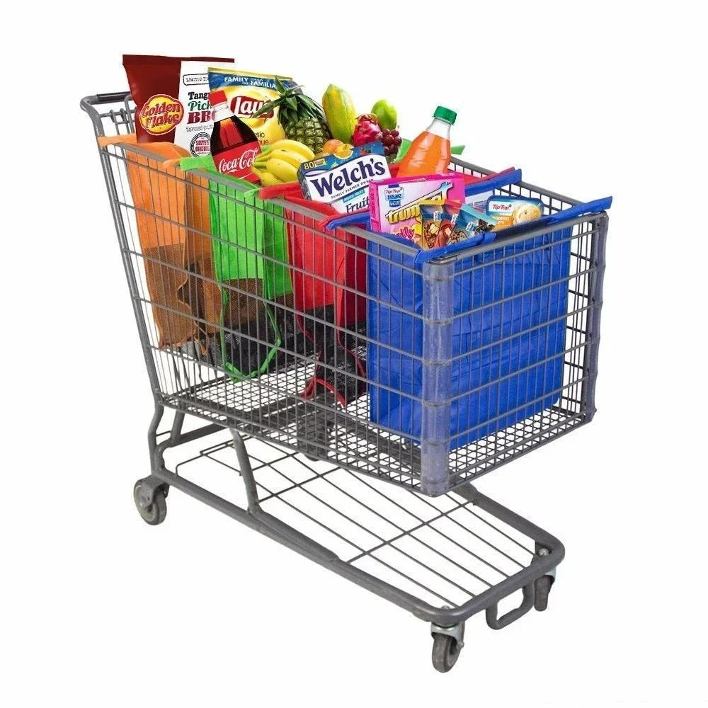 Foldable Reusable Grocery Trolley Bags (Set of 4)