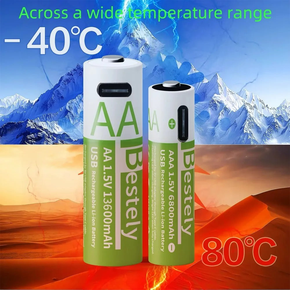 USB-C Rechargeable Lithium Batteries