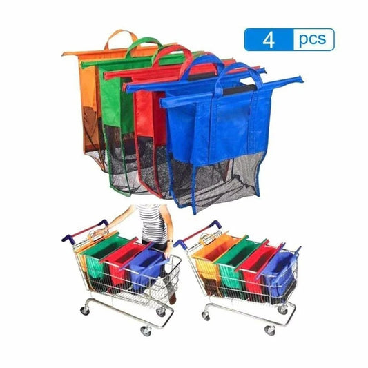 Foldable Reusable Grocery Trolley Bags (Set of 4)