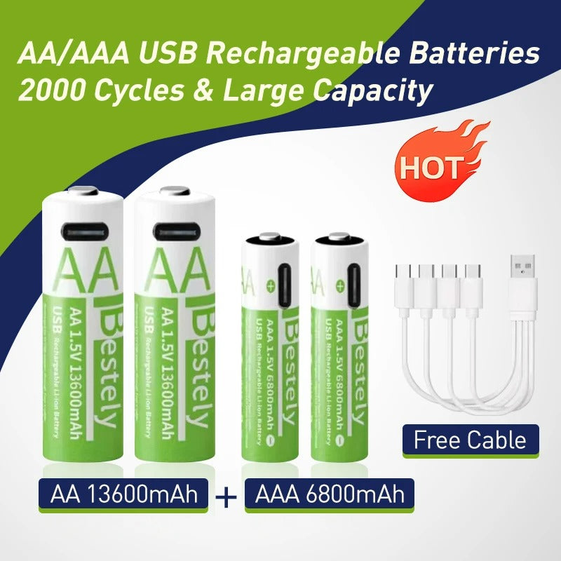 USB-C Rechargeable Lithium Batteries