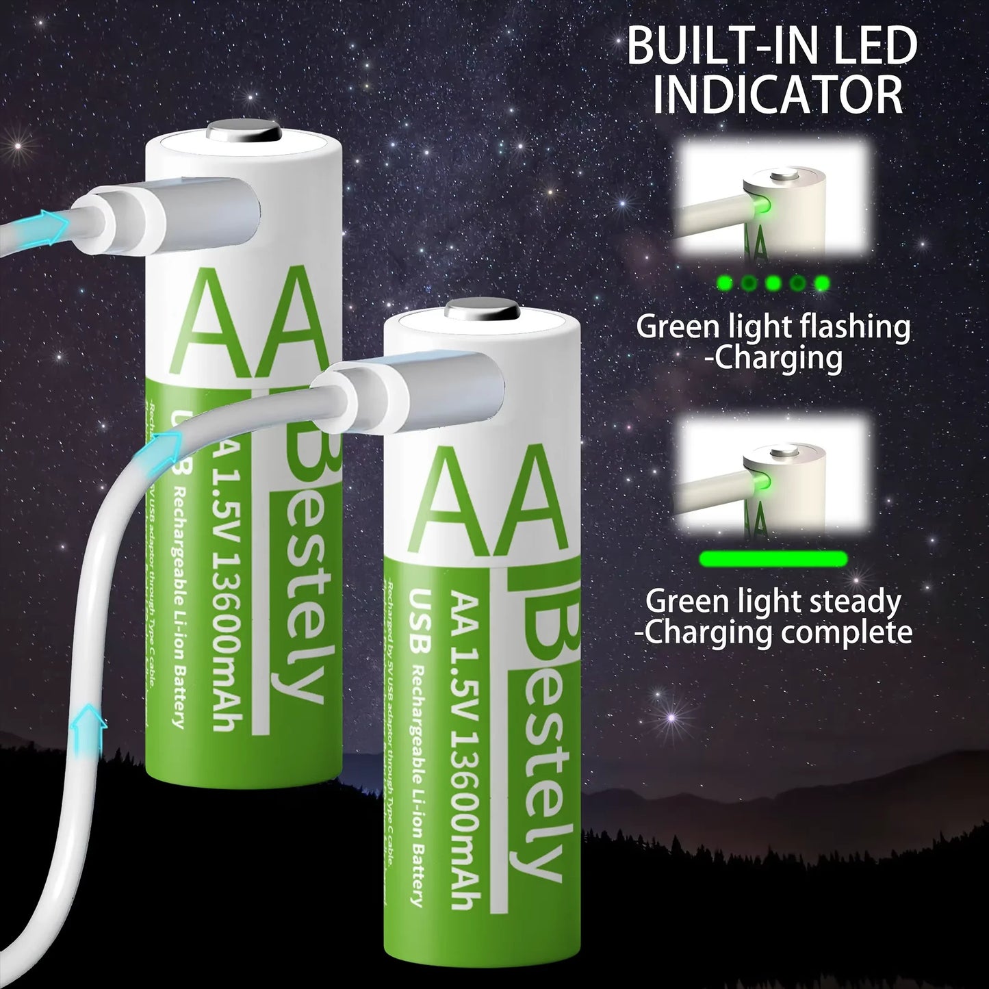 USB-C Rechargeable Lithium Batteries